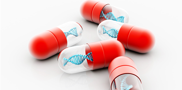 3D rendering of genetic medicine with DNA isolated