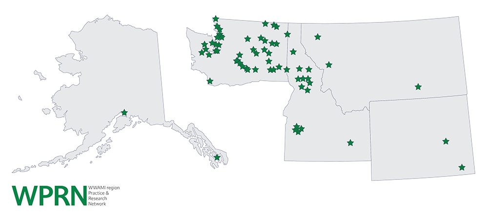 Location of WPRN clinics in the WWAMI region