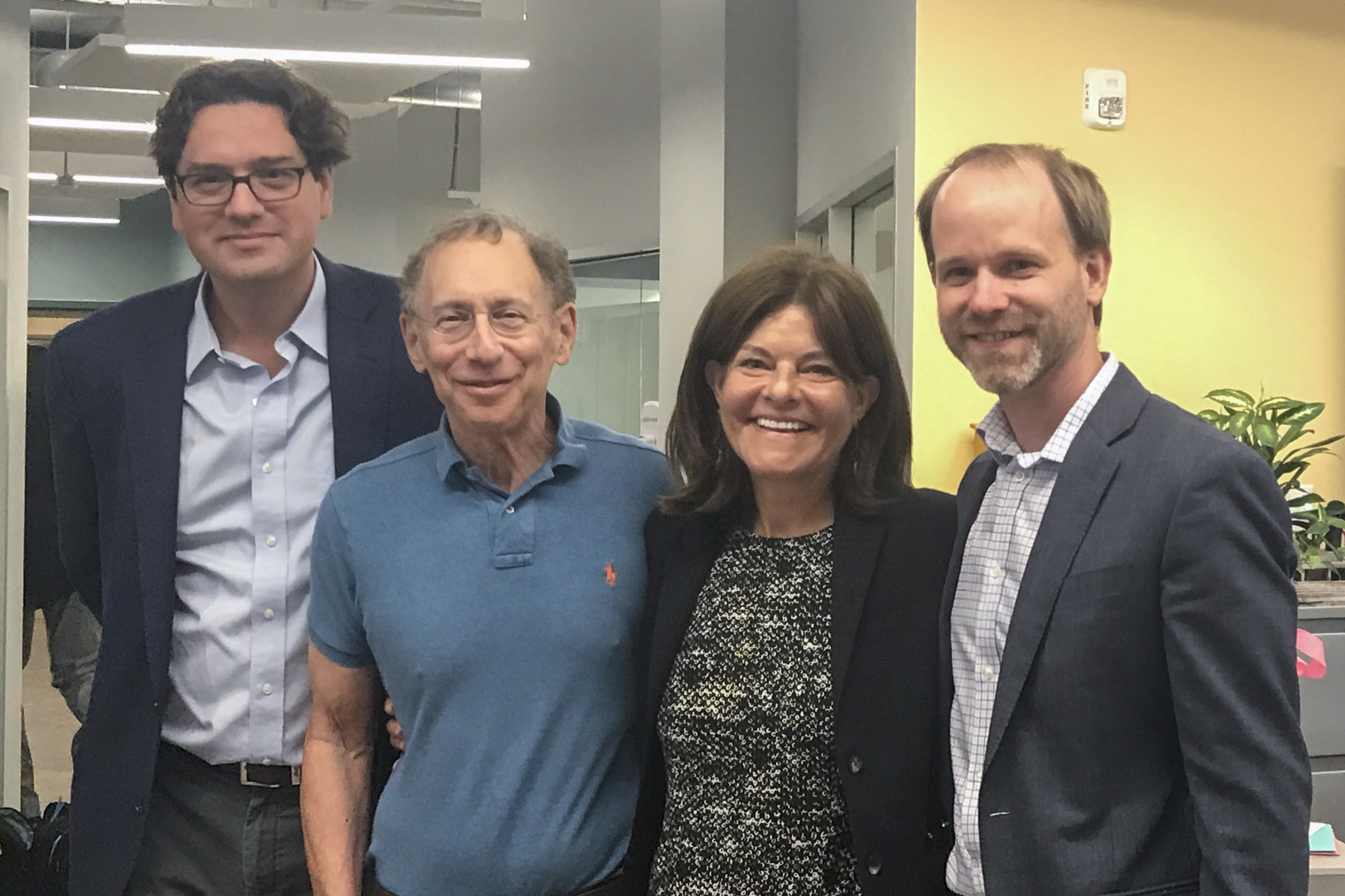 Lyndra’s Co-Founders: Giovanni Traverso, Ph.D., Robert Langer, Sc.D., Amy Schulman and Andrew Bellinger, M.D., Ph.D. (Lyndra Therapeutics)