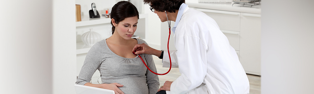 Image of pregnant woman and physician.