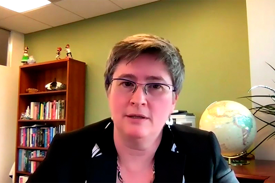 Screen capture of Joni L. Rutter, Ph.D., sitting in her office and speaking to the camera.