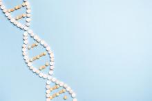 Pills in the shape of a DNA strand.