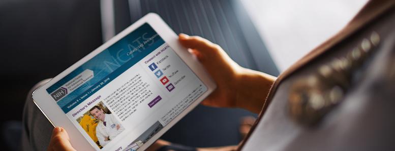 NCATS e-newsletter displayed on a tablet